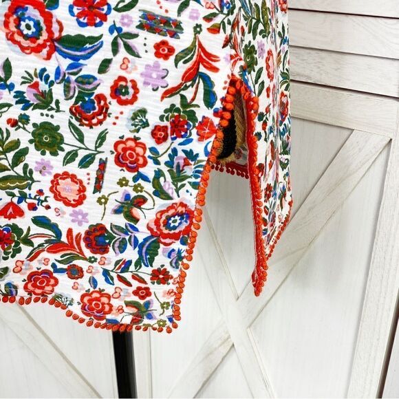 C Wonder Floral PomPom Hem Tunic Tee Shirt White Multi XXS - Picture 6 of 12